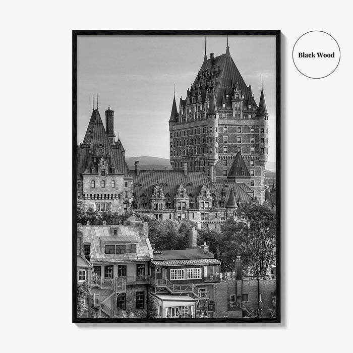 Quebec City Black and White Fine Art Photo Print, Chateau Frontenac Canada Poster