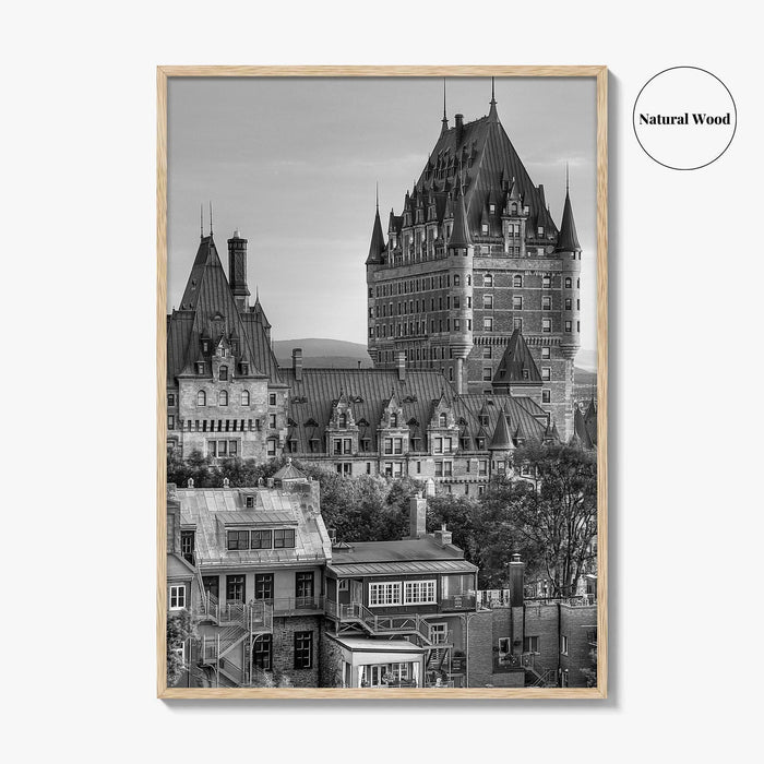 Quebec City Black and White Fine Art Photo Print, Chateau Frontenac Canada Poster