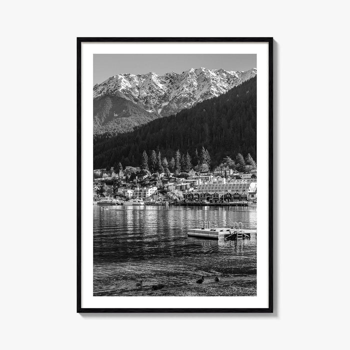 Queenstown Black and White Fine Art Photo Print, Lake Wakatipu, South Island Poster