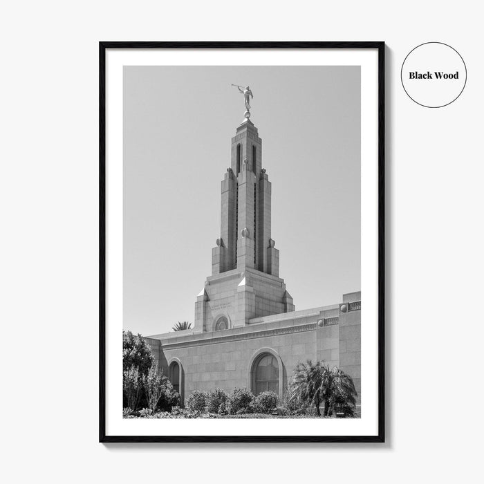 Redlands Black and White Fine Art Photo Print, Mormon Temple, California Poster, San Bernardino