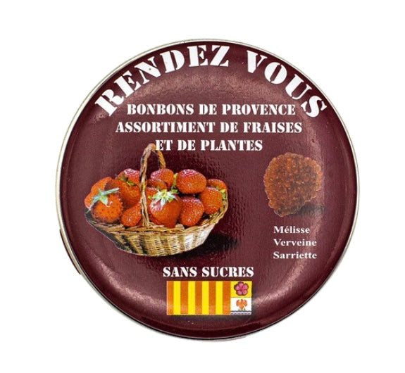 Rendez-Vous sugar free strawberry, lemon balm and verbena mini bonbons, 35g