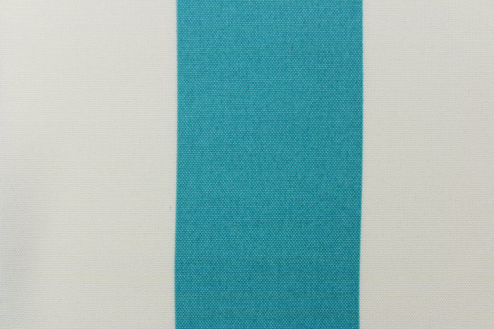 This wide striped fabric in teal and white is perfect for your outdoor décor.