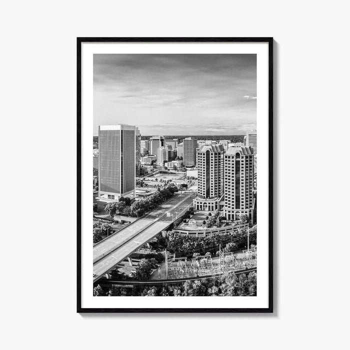 Richmond Skyline Black and White Fine Art Photo Print, Virginia, USA, James River, Poster