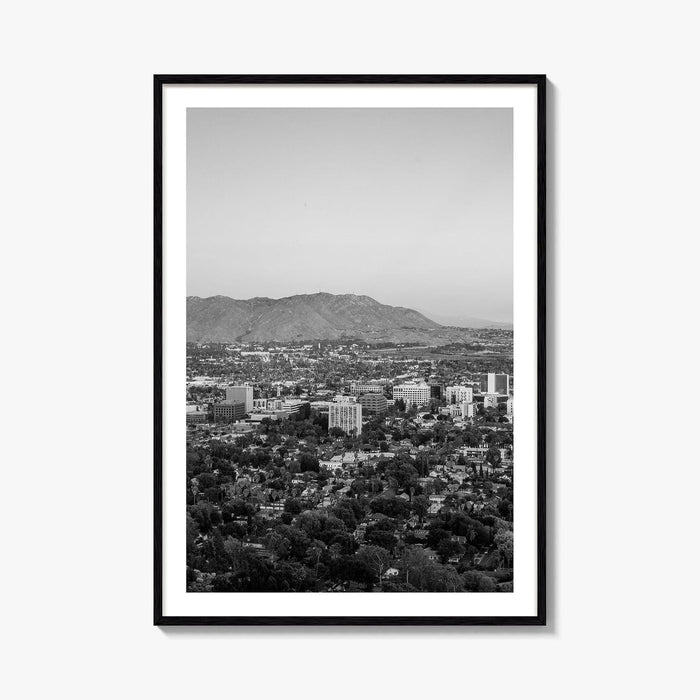 Riverside Skyline Black and White Fine Art Photo Print, Downtown, Mount Rubidoux, California Poster