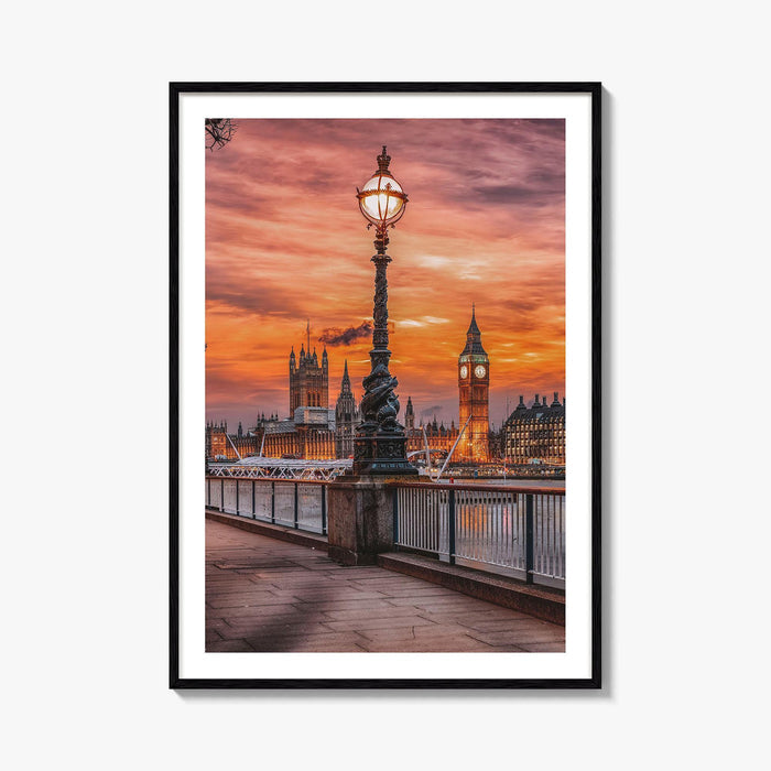 London Fine Art Photo Print, South Bank Riverside, Thames, Big Ben, Westminster Palace, UK