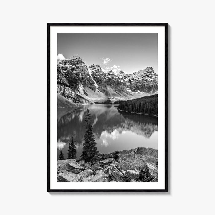 Moraine Lake Black and White Fine Art Photo Print, Banff National Park, Alberta Canada