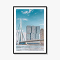 Rotterdam Fine Art Photo Print, Netherlands Wall Decor Poster, Erasmusbrug Swan Bridge, Harbor