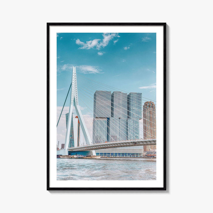 Rotterdam Fine Art Photo Print, Netherlands Wall Decor Poster, Erasmusbrug Swan Bridge, Harbor