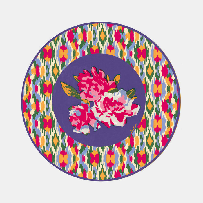 Round Placemat in Dali Peony Indigo
