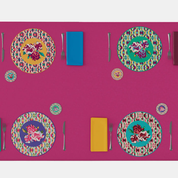 Round Placemat in Dali Peony Indigo