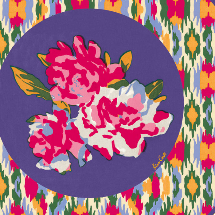 Round Placemat in Dali Peony Indigo