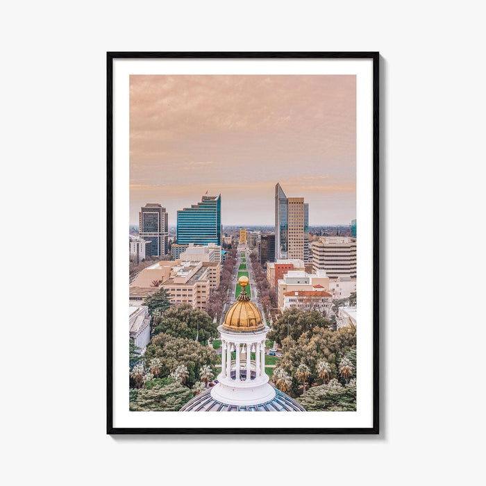 Sacramento Skyline Fine Art Photo Print, Aerial, California, USA, Wall Decor Poster