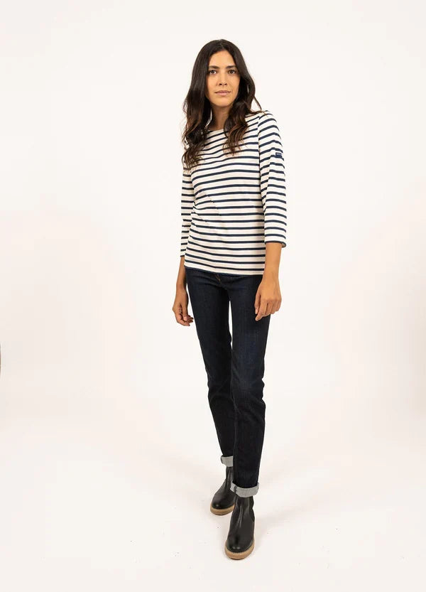 Saint James Breton Stripe Galathée ll 3/4-Sleeve T-Shirt - black and white stripe