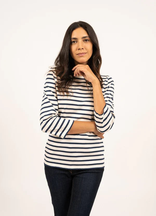 Saint James Breton Stripe Galathée ll 3/4-Sleeve T-Shirt - black and white stripe