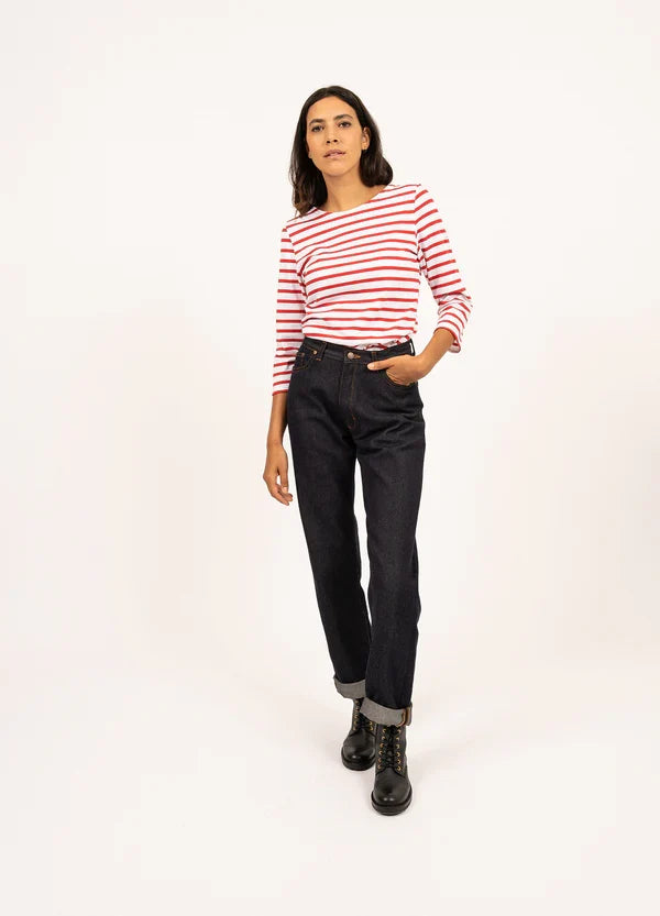 Saint James Breton Stripe Galathée ll 3/4-Sleeve T-Shirt - red and white stripe