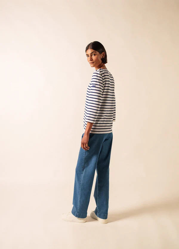 Saint James Breton Stripe Galathée ll 3/4-Sleeve T-Shirt - white and navy stripe