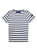 Saint James Breton Stripe Short-Sleeve Kids T-Shirt - white with blue stripes