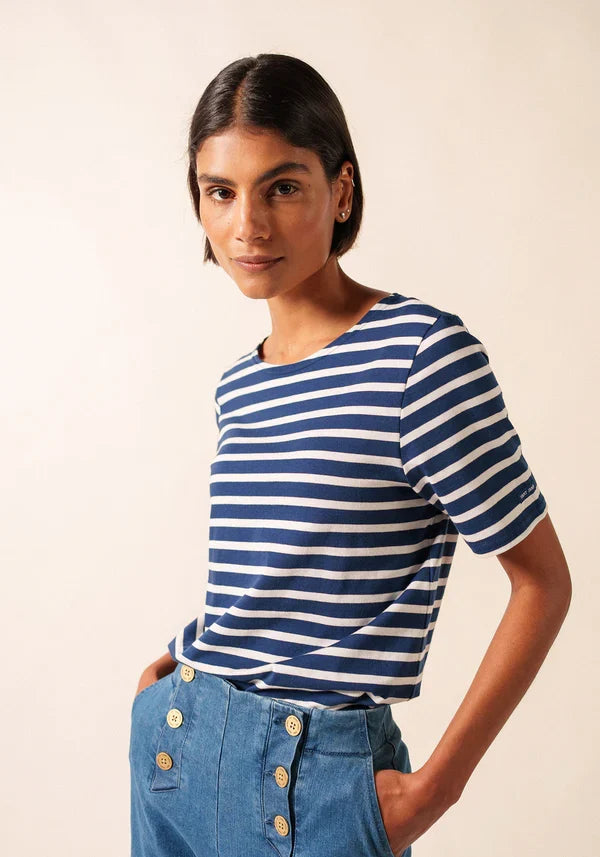 Saint James Breton Stripe Short-Sleeve T-Shirt - blue with white stripes (Levant modern marine/neige)