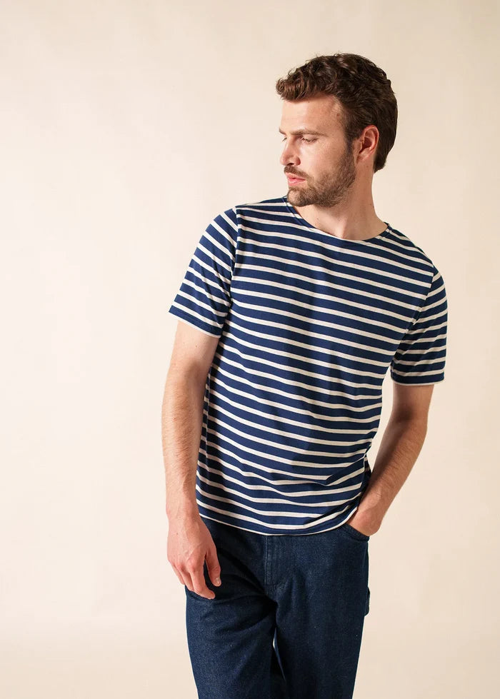 Saint James Breton Stripe Short-Sleeve T-Shirt - blue with white stripes (Levant modern marine/neige)