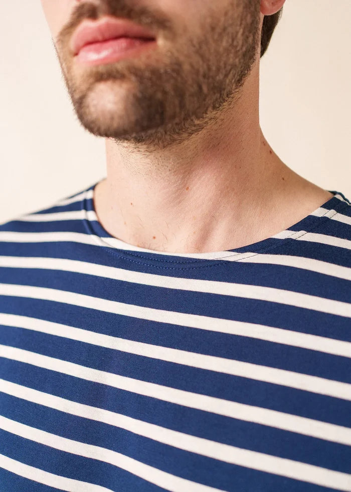 Saint James Breton Stripe Short-Sleeve T-Shirt - blue with white stripes (Levant modern marine/neige)