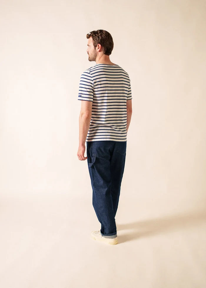 Saint James Breton Stripe Short-Sleeve T-Shirt - white with blue stripes