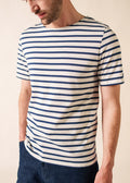 Saint James Breton Stripe Short-Sleeve T-Shirt - white with blue stripes