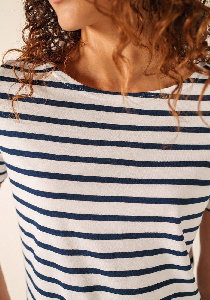 Saint James Breton Stripe Villefranche Dress - white/navy stripes