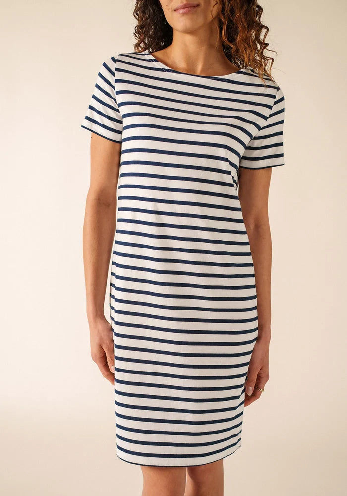 Saint James Breton Stripe Villefranche Dress - white/navy stripes