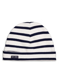 Saint James Cotton-rich White and Navy Striped Sailor Beanie