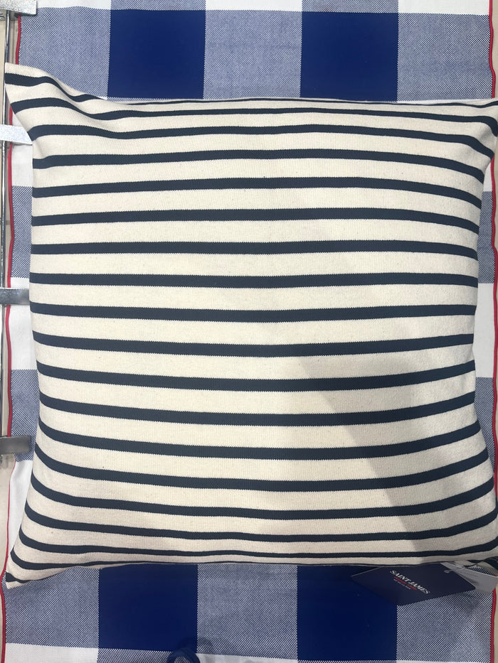 Saint James Pure Cotton White and Navy Breton Stripe Sailor Cushion