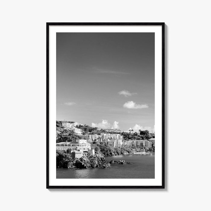 St Thomas Black and White Fine Art Photo Print, Harbor, USVI, Caribbean, Wall Decor