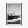 Santa Monica Black and White Fine Art Photo Print, Pier Ferris Wheel Poster