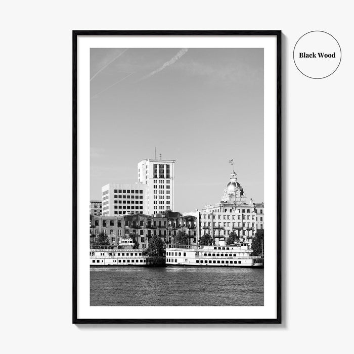 Savannah Skyline Black and White Fine Art Photo Print, Georgia USA, Wall Decor