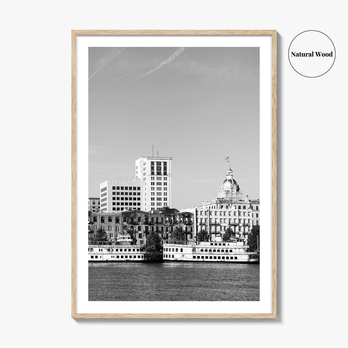 Savannah Skyline Black and White Fine Art Photo Print, Georgia USA, Wall Decor
