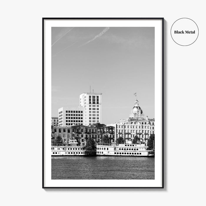 Savannah Skyline Black and White Fine Art Photo Print, Georgia USA, Wall Decor