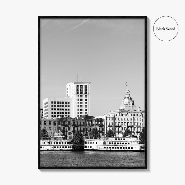 Savannah Skyline Black and White Fine Art Photo Print, Georgia USA, Wall Decor