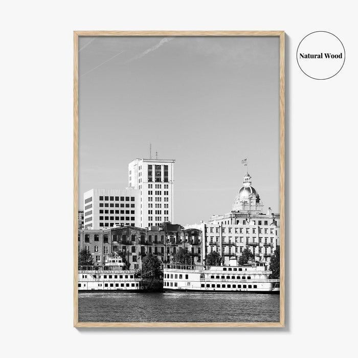Savannah Skyline Black and White Fine Art Photo Print, Georgia USA, Wall Decor