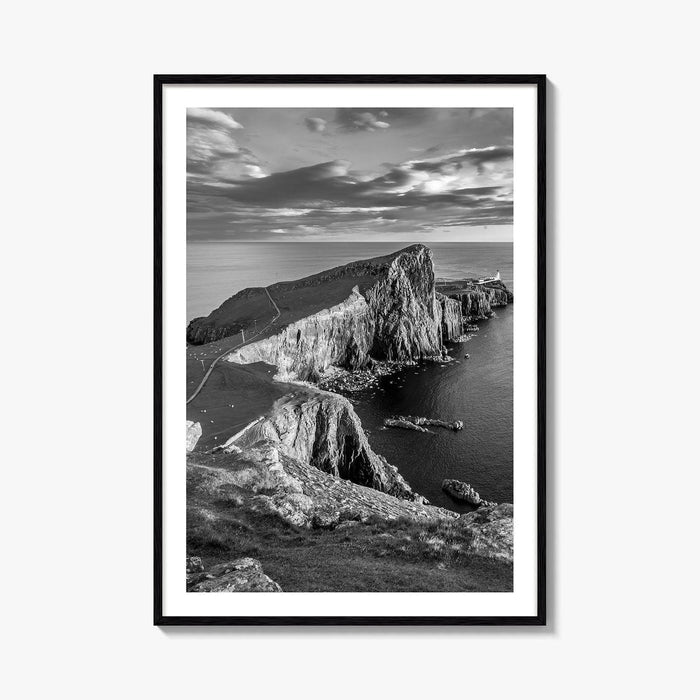 Neist Point Lighthouse Black and White Fine Art Photo Print, Isle of Skye Poster