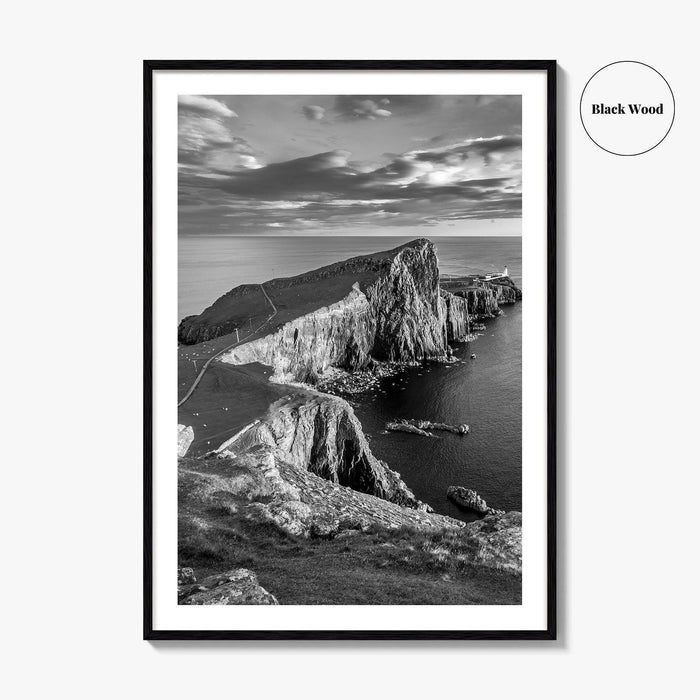 Neist Point Lighthouse Black and White Fine Art Photo Print, Isle of Skye Poster