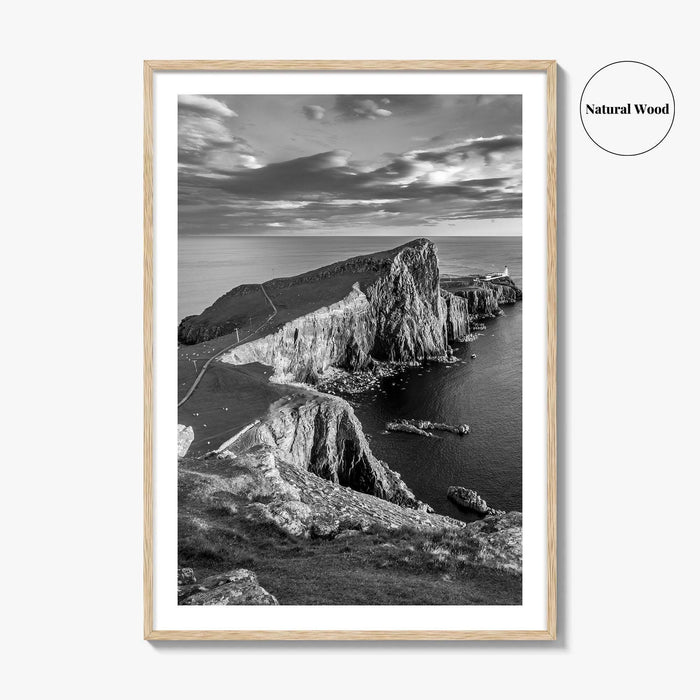 Neist Point Lighthouse Black and White Fine Art Photo Print, Isle of Skye Poster