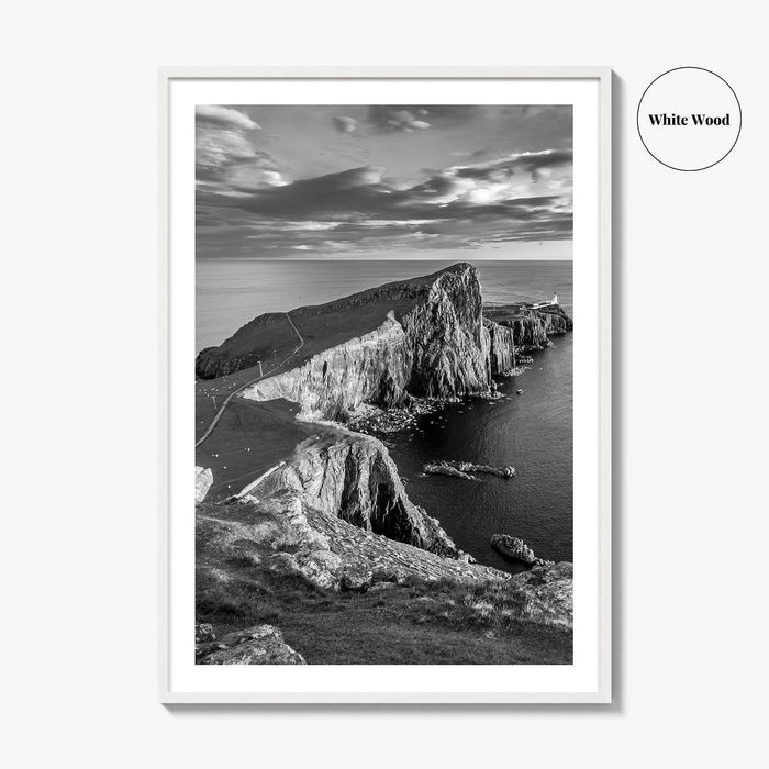 Neist Point Lighthouse Black and White Fine Art Photo Print, Isle of Skye Poster