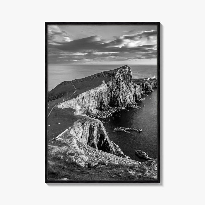 Neist Point Lighthouse Black and White Fine Art Photo Print, Isle of Skye Poster