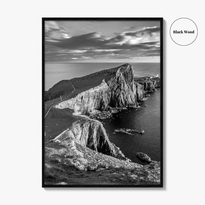 Neist Point Lighthouse Black and White Fine Art Photo Print, Isle of Skye Poster