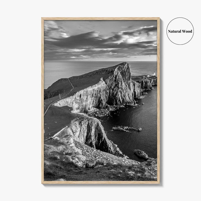Neist Point Lighthouse Black and White Fine Art Photo Print, Isle of Skye Poster