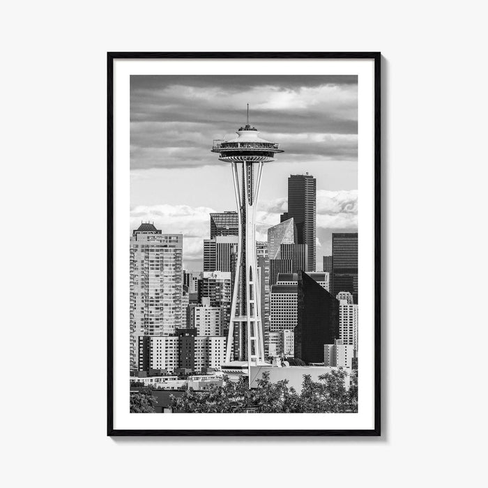 Seattle Skyline Black and White Fine Art Photo Print, Washington Poster