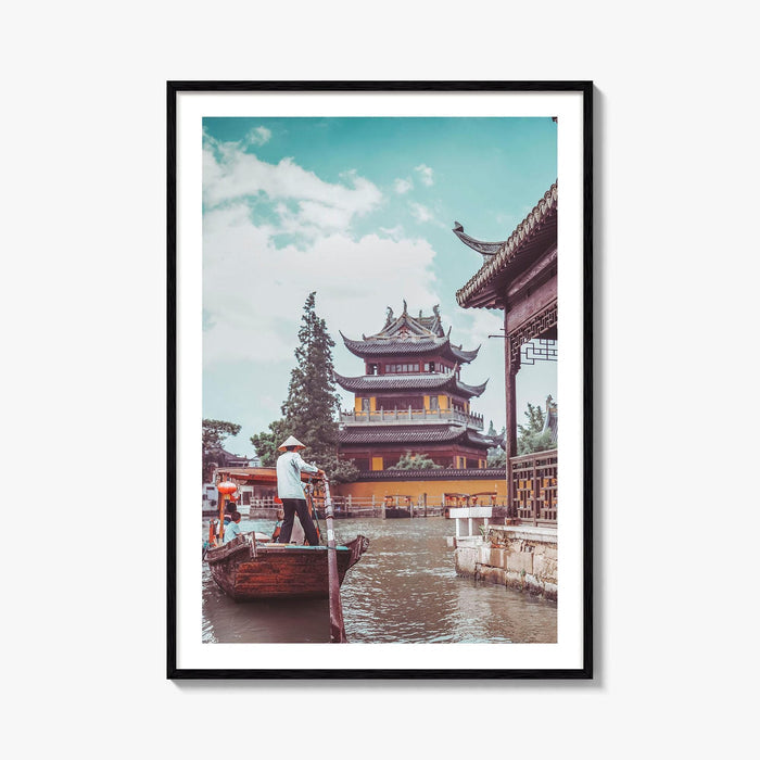Shanghai Fine Art Photo Print, Zhujiajiao Water Town, China, Boats, Historic Buildings, Wall Poster
