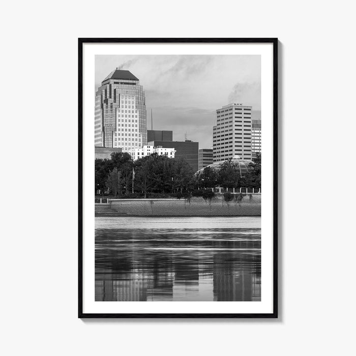 Shreveport Skyline Black and White Fine Art Photo Print, Red River Louisiana Poster