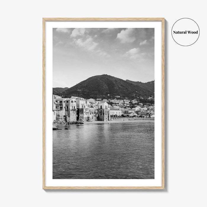 Cefalu Black and White Fine Art Photo Print, Sicily Italy Wall Decor Poster
