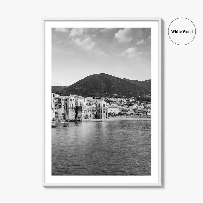 Cefalu Black and White Fine Art Photo Print, Sicily Italy Wall Decor Poster