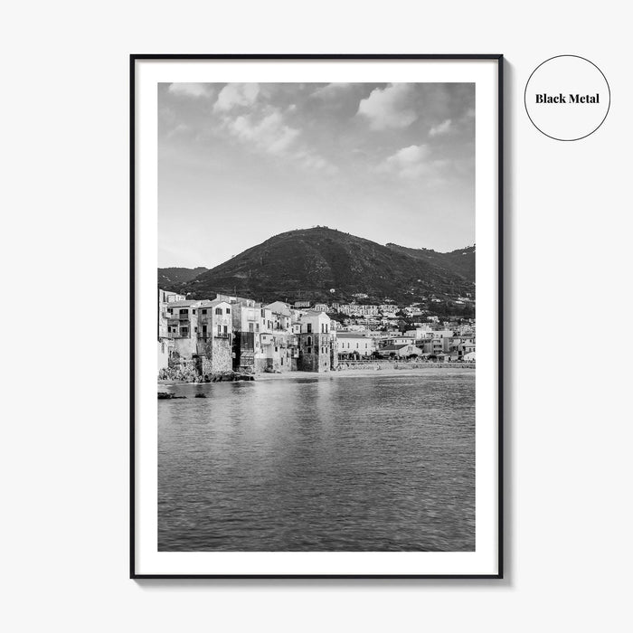 Cefalu Black and White Fine Art Photo Print, Sicily Italy Wall Decor Poster